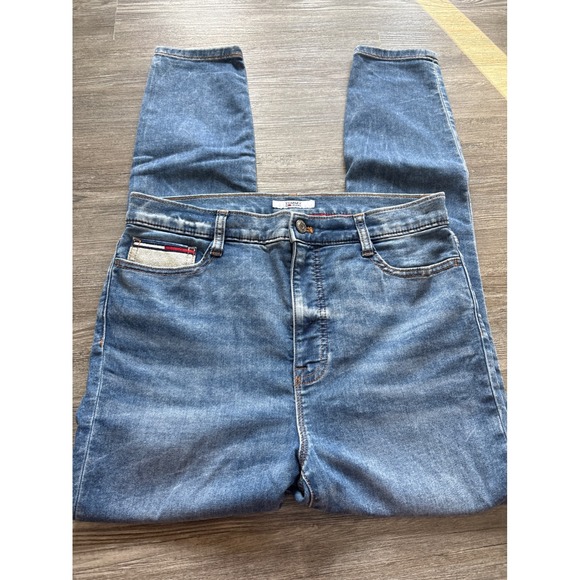 Tommy Jeans Denim - Tommy Jeans Womens Ultra High Rise Legging Skinny Blue Glitter Logo Jeans Siz 10